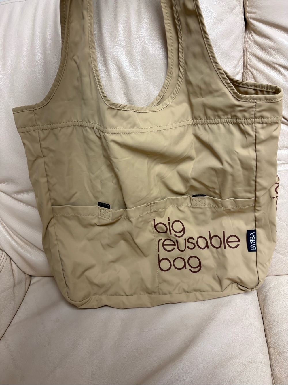BLOOMINGDALES x BYBBA Big Reusable Bag Foldable Tote Brown Tan Beige